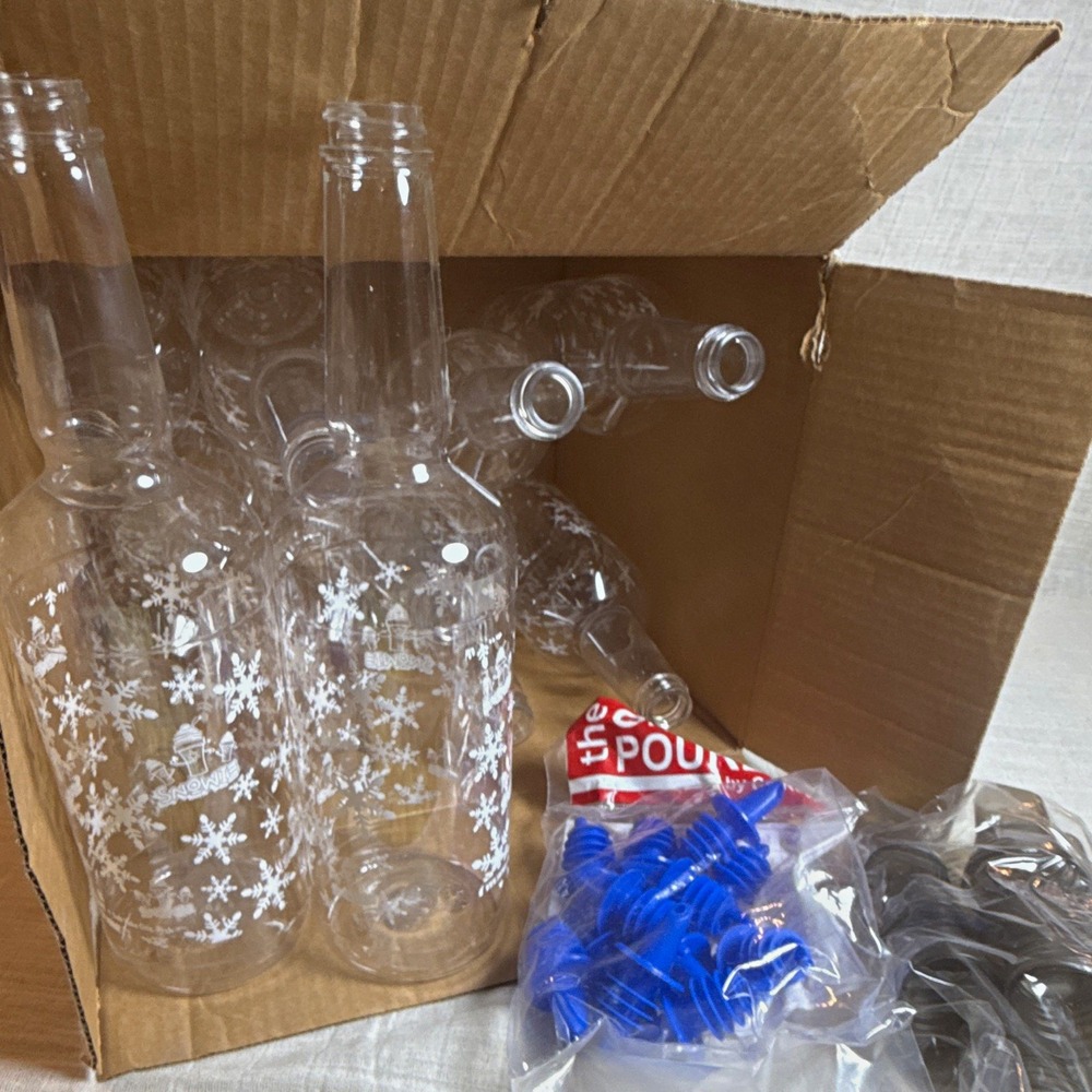 Snowie Shaved Ice Snow Cone Bottles 32oz with Spout Lids 12pc Set Snowflake